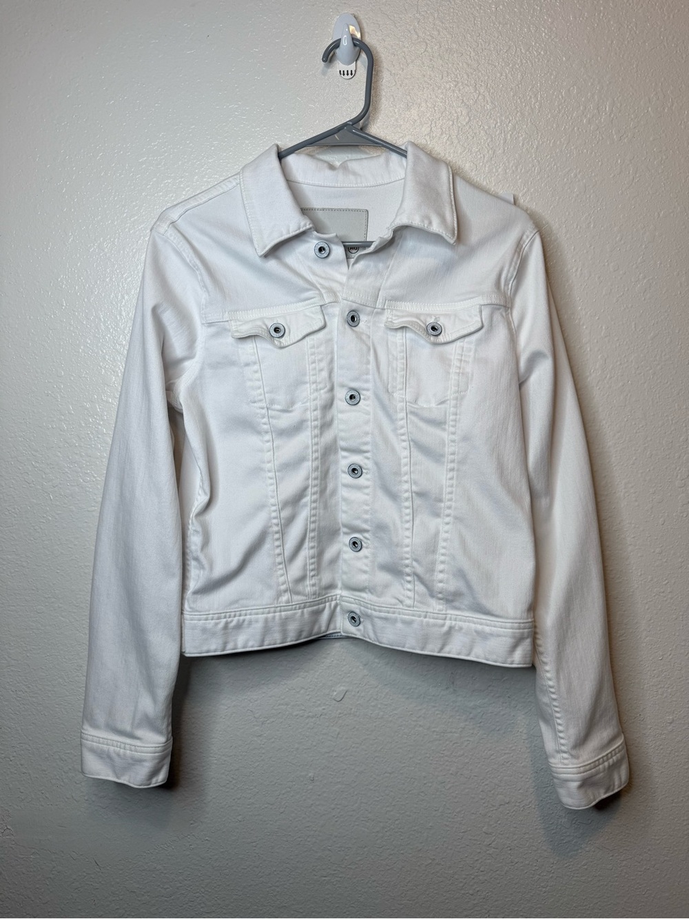 AG Adriano Goldschmied White Denim Jean Jacket Classic Button Up Size Large